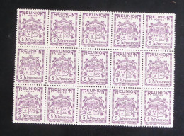 REUNION - 1933 - Taxe TT N°YT. 16 - 5c Lilas - Bloc De 15 - Neuf Luxe ** / MNH - Postage Due