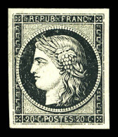 ** N°3a, 20c Noir Sur Blanc, Quatre Belles Marges, Fraîcheur Postale, SUP (signé/certificats)  Qualité: ** - 1849-1850 Cérès