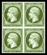 ** N°11a, 1c Bronze En Bloc De Quatre, Fraîcheur Postale, SUP (certificat)  Qualité: ** - 1853-1860 Napoléon III.