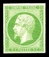 ** N°12, 5c Vert, Quatre Belles Marges, Fraîcheur Postale. SUP (certificat)  Qualité: ** - 1853-1860 Napoléon III.