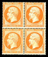 * N°23, 40c Orange, Bloc De Quatre. TTB (signé Calves/certificat)  Qualité: *  Cote: 13500 Euros - 1862 Napoleon III