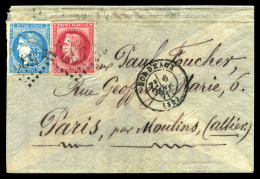 O N°32 + 46 Obl GC 532 Sur LETTRE Datée De BRUXELLES Le 30 Dèc 1870 Et Postée à BORDEAUX Le 6 Janvier 1871 (la Plupart D - Krieg 1870