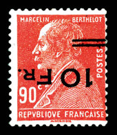 * N°3a, Ile De France, Berthelot 10F Sur 90c Rouge, Surcharge Renversée, SUPERBE. R.R.R (signé Brun/certificat)  Qualité - 1927-1959 Postfris