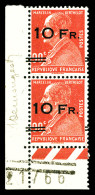 ** N°3d, Berthelot, 10F Sur 90c Rouge, Surcharge Espacée Tenant à Normale Coin De Feuille Numéroté Avec Signature Du Pil - 1927-1959 Neufs