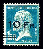 * N°4, Pasteur Surchargé à Bord Du Paquebot 'Ile De France', 10F Sur 1F50 Bleu, Quasi **, TTB. R.R. (signé Calves/certif - 1927-1959 Neufs