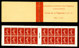 ** N°135-C1, Semeuse, 10c Rouge: Carnet De 20 Timbres à 0,10F, Prix: 2F05, Légères Décalques. B (certificat)  Qualité: * - Old : 1906-1965