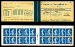 ** N°140-C1, Semeuse, 25c Bleu Type IV, Carnet De 20 Timbres, Prix: 5F, Couverture Postale. R.R.R Et SUPERBE (signé Goss - Old : 1906-1965