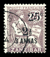 O N°65, 25c Et 2 1/2 Sur 3 Annas Sur 30c. SUPERBE. R.R. (signé Brun/certificat)  Qualité: Oblitéré  Cote: 2900 Euros - Used Stamps