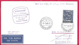 GERMANY - FIRST FLIGHT LUFTHANSA LH 184 FROM DUSSELDORF TO BUDAPEST *9.7.68* ON  COVER FROM VATICANO - Premiers Vols