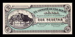 España Spain Civil War Denia 2 Pesetas 1936 Sc Unc - 1-2 Pesetas