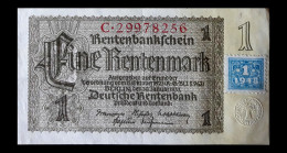 # # # Banknote DDR (Eastgermany) 1 Rentenmark Mit Koupon (Marke) 1948 AU- # # # - 1 Deutsche Mark