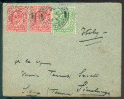 Great Britain 1908 Cover From London To Sinalunga (Siena) Italy With SG 217 (?) And 219 (?) - Storia Postale