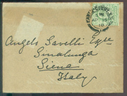 Great Britain 1910 Cover With Content From London To Sinalunga (Siena) Italy With SG 217 (?) - Storia Postale