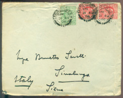 Great Britain 1908 Cover From London To Sinalunga (Siena) Italy With SG 217 (?) And 219 (?) - Storia Postale