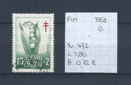 (TJ) Finland 1958 - YT 472 (gest./obl./used) - Usati