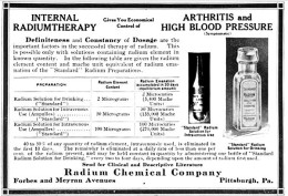Radiumtherapy Arthritis High Blood Pressure Radium Chemical Company Pittsburgh USA (Photo) - Objects