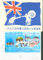 1996 Atlanta Paralympic Games CAD Illustré Hong Kong 1 6 1997 Bloc Hong Kong N°53 + Enveloppe Illustrée - Covers & Documents