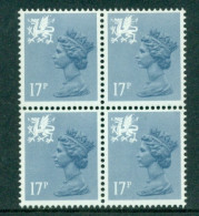 Great Britain Wales 1984 Machin 17p Block Of 4 SG W44 MNH - Wales