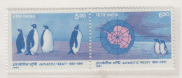 India 1991 Antarctic Treaty 2v (se-tenant) ** Mnh (VA225A) - Sonstige & Ohne Zuordnung