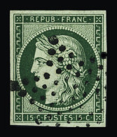 Obl N°2b 15c Vert Foncé Avec Obl. étoile, Belle Pièce, TTB - 1849-1850 Cérès