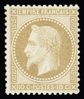 Obl N°28A 10c Bistre Type I, Neuf Sans Gomme, TTB. Signé A.Brun - 1863-1870 Napoléon III Lauré