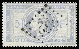 Obl N°33a 5f. Gris-bleu, Obl. GC 532 (Bordeaux), Restauré, TB D'aspect - 1863-1870 Napoléon III Lauré