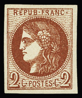 ** N°40Bf 2c Rouge-brique Foncé, Neuf ** Fraîcheur Postale, Superbe Nuance, RR. Cert. JF.Brun (cote *) - 1870 Emisión De Bordeaux