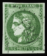 Obl N°42Be 5c Vert Très Foncé, Nuance Exceptionnelle, Obl. GC, TTB. Signé JF.Brun Pour La Nuance - 1870 Emisión De Bordeaux