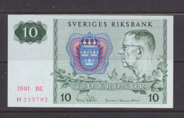 SWEDEN - 1981 10 Kronor AUNC/XF Banknote As Scans - Schweden