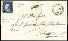 Lettre Silicie 1859 2 Gr. Bleu, Nuance Assez Foncé, Planche I, Sur Lettre De Catane (1-8-59) Pour Palerme, TB - Autres - Europe