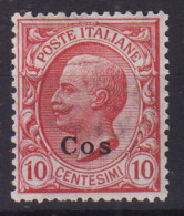 COLONIE EGEO COO 1912 10 CENTESIMI N.3 G.O MH* CENTRATO - Ägäis (Coo)