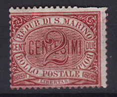 SAN MARINO 1894-99 STEMMA 2 CENTESIMI N.26 G.I MNH**  DIFETTOSO - Neufs