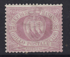 SAN MARINO 1894-99 STEMMA 20 CENTESIMI N.29 G.I MNH** BEN CENTRATO - Ungebraucht