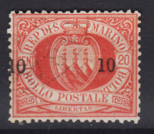 SAN MARINO 1892 STEMMA 10 C. SU 20 C. N.11 USATO BEN CENTRATO - Unused Stamps