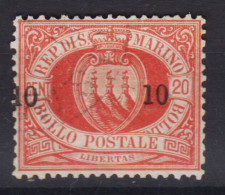 SAN MARINO 1892 STEMMA 10 C. SU 20 C. N.11 USATO BEN CENTRATO - Ungebraucht