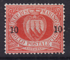 SAN MARINO 1892 STEMMA 10 C. SU 20 C. N.11 G.O MLH* BEN CENTRATO - Ongebruikt