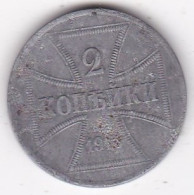 Monnaie Militaire . 2 Kopeks 1916 A Berlin ,  En Fer , KM# 22 - Autres & Non Classés