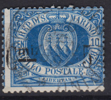 SAN MARINO 1892 5 C. SU 10 C. AZZURRO VARIETA' N.8x USATO - Unused Stamps