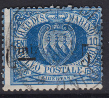 SAN MARINO 1892 5 C. SU 10 C. AZZURRO VARIETA' N.8x USATO - Neufs