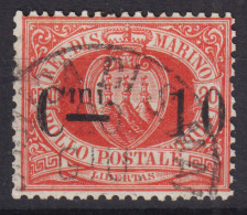 SAN MARINO 1892 STEMMA 10 C. SU 20 C. N.10 USATO - Unused Stamps