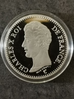 MEDAILLE ARGENT BE 44mm 34g Collection L'ARGENT DE LA FRANCE / REPRODUCTION COPY DE LA 5 FRANCS CHARLES X 1825 L - Collections