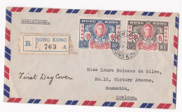 Enveloppe Recommandée 1945 Hong Kong Pour Miss L. Nolasco Da Silva   à Kowloon  - Storia Postale