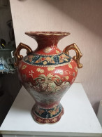 Vase Ancien Satsuma Hauteur 31 Cm Diamètre 20 Cm - Vases