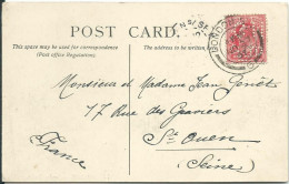 GRANDE BRETAGNE CARTE ONE PENNY PERFORE DE LONDRES POUR ST OUEN ( SEINE ) DE 1907 LETTRE COVER - Storia Postale