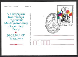 POLOGNE. Carte Commémorative De 1995.Conférence Régionale Européenne De L'Organisation Internationale Du Travail. - ILO