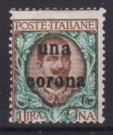 OCCUPAZIONI DALMAZIA 1919 1 CENT. SU 1 LIRA N.1 G.O MH* - Dalmazia