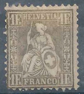 Sitzende Helvetia 36, 1 Fr. Golden *       1862 - Ongebruikt