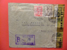 LETTRE CIRCULÉE // BELLE ENVELOPPE DE MADRID À BUENOS AIRES AVEC CENSURE - Military Service Stamp