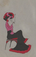 Mode Art Nouveau Art Déco * CPA Illustrateur * Femme Coiffe Chapeau Robe Cigarette Tabac Hat * Jugendstil Dos 1900 - Mode