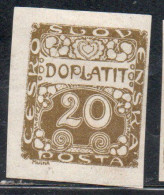 CZECH CECA CZECHOSLOVAKIA CESKA CECOSLOVACCHIA 1918 1920 POSTAGE DUE DOPLATIT 20h MH - Timbres-taxe